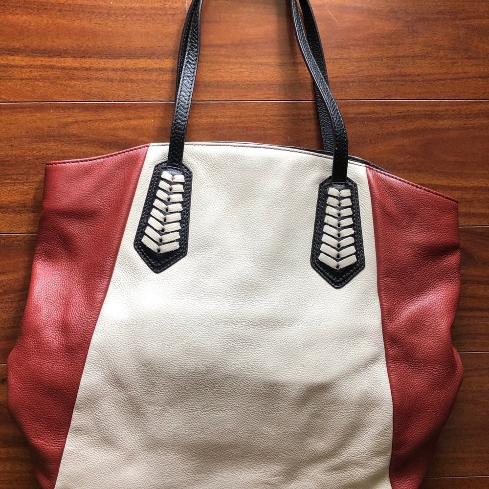 ORYANY color block leather bag brown black white - Picture 2 of 9